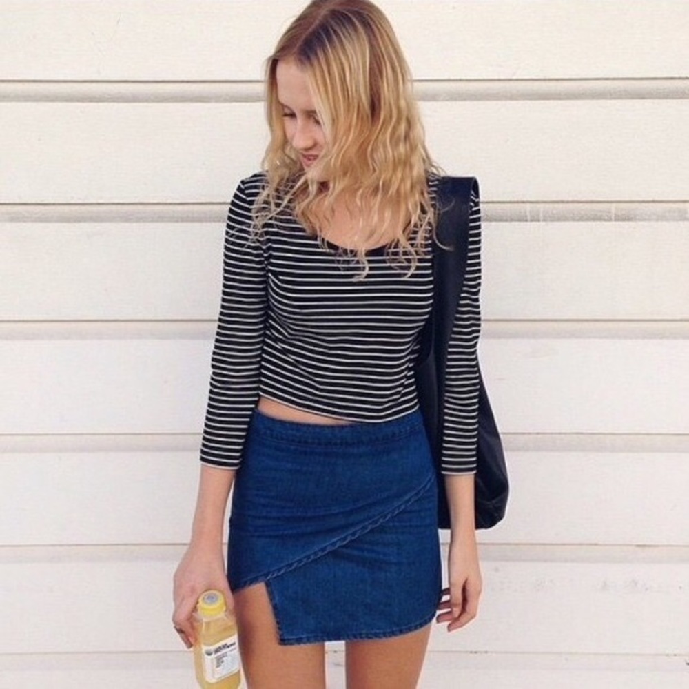 Brandy Melville Denim wrap audrey skirt